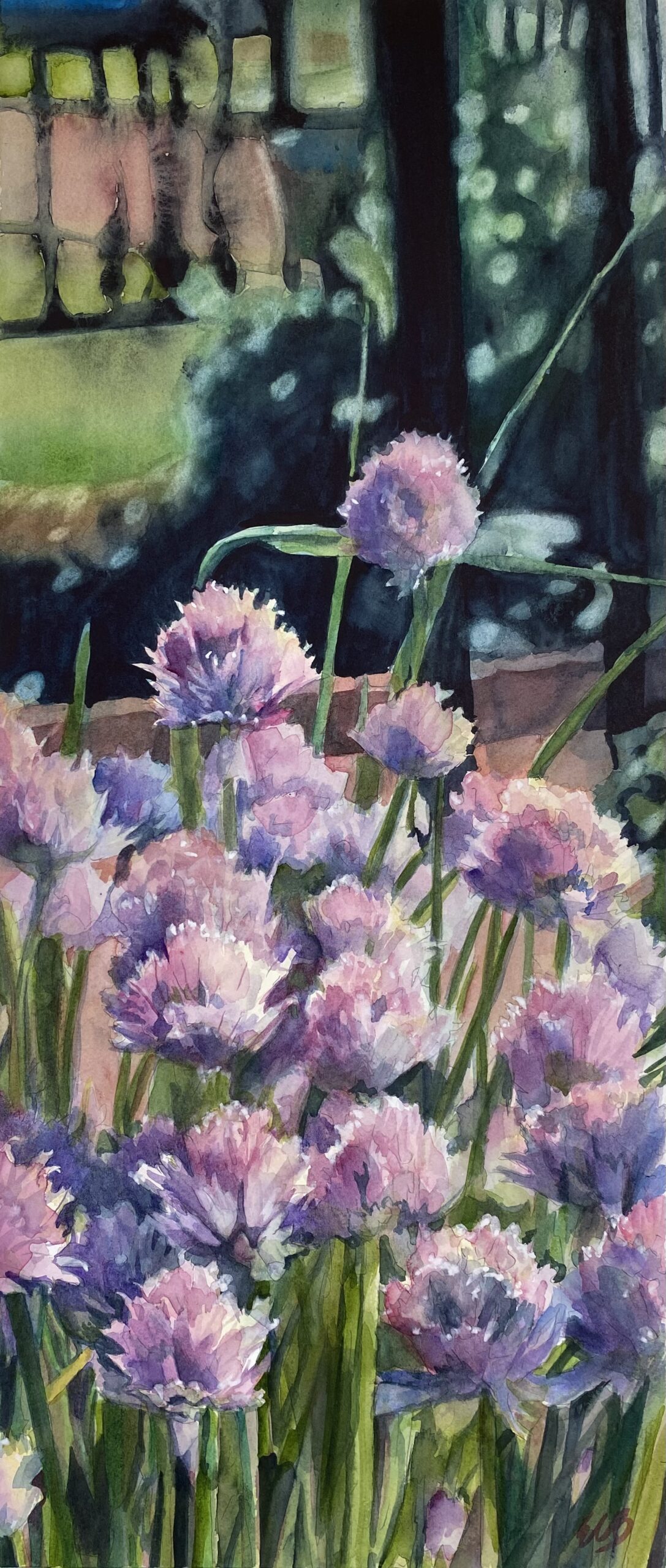 onion-chives-herb-garden-watercolor-erin-blumer